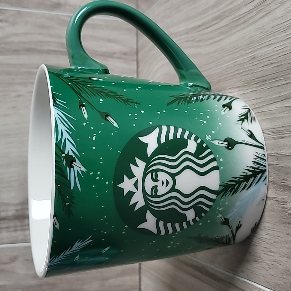 Starbucks Holiday Mug 2020 Winter Lights Green Pine Coffee Cup 18oz